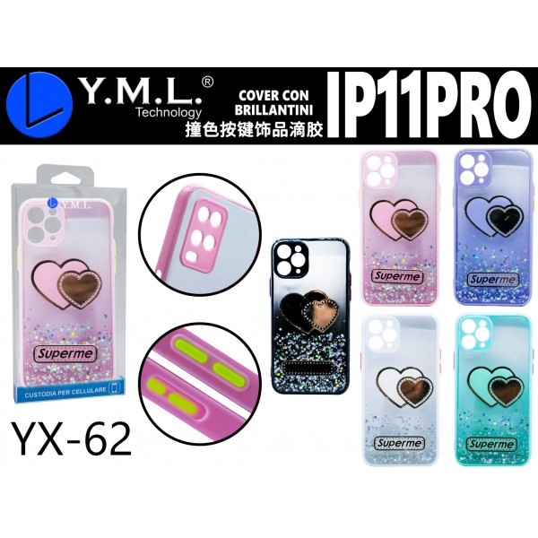 YX-62 COVER BRILLANTINATA A CUORE IP11PRO