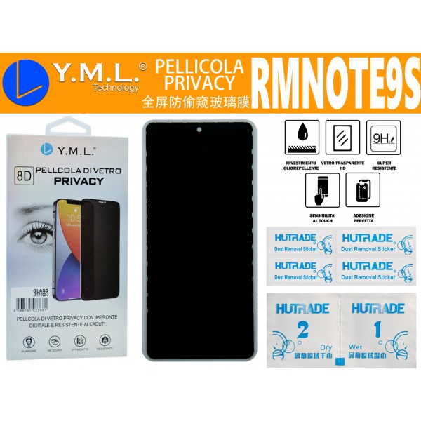 PELLICOLA DI VETRO PRIVACY REDMI NOTE 9S/9 PRO