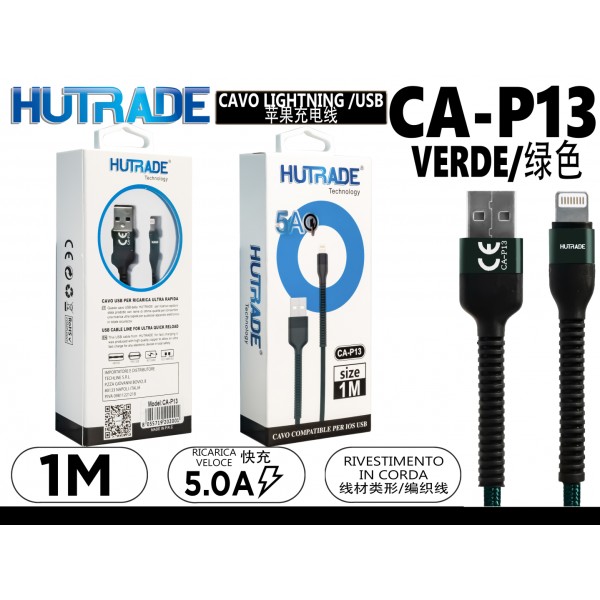 CA-P13 CAVO LIGHTNING  1 METRI 5A VERDE HUTRADE