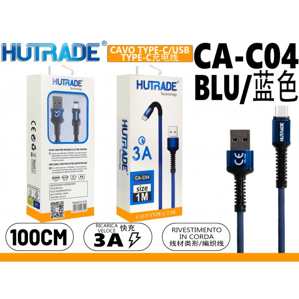 CA-C04 CAVO TYPE-C  1 METRO 3A BLU  HUTRADE