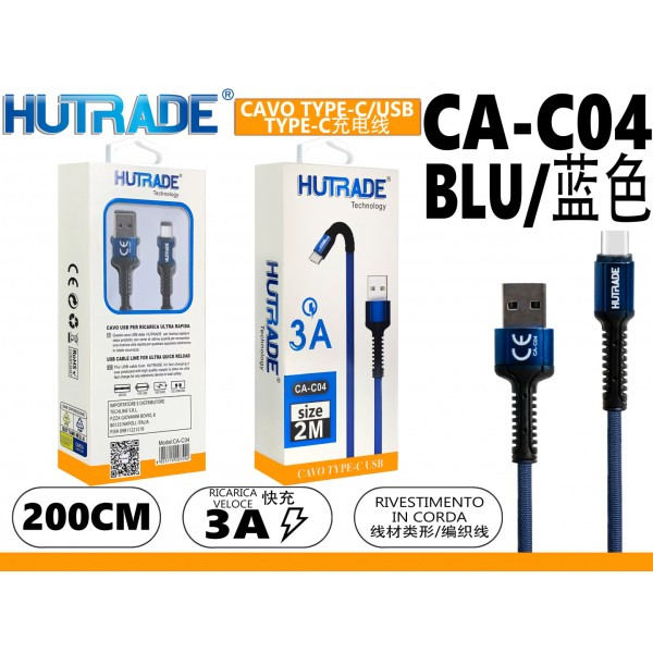 CA-C04 CAVO  TYPE-C  2 METRO 3A BLU  HUTRADE