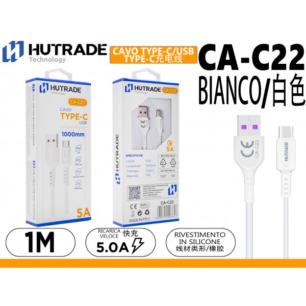 CA-C22 CAVO  TYPE-C  1 METRO 5A BIANCO  HUTRADE