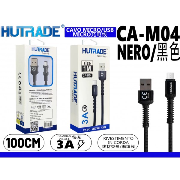CA-M04 CAVO  MICRO 1 METRO 3A NERO  HUTRADE