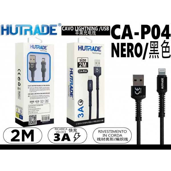 CA-P04 CAVO  LIGHTNING 2 METRO 3A NERO  HUTRADE