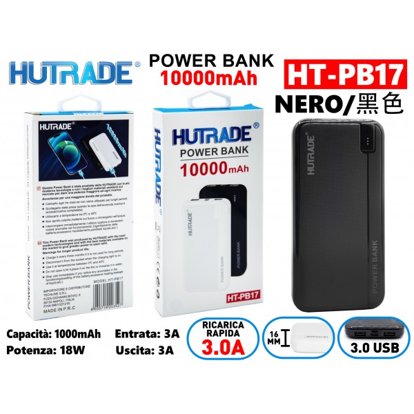HT-PB17 POWER BANK NERO HUTRADE