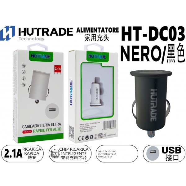 HT-DC03 SPINA PER AUTO 2.1A NERO HUTRADE