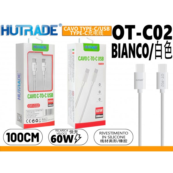OT-C02 CAVO TYPE-C TO TYPE-C 1 METRO 60W HUTRADE