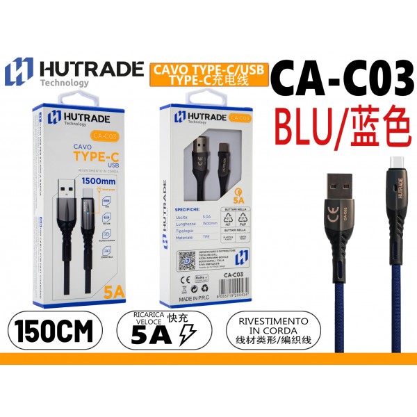 CA-C03 CAVO  TYPE-C  1.5 METRO 5A BLU HUTRADE