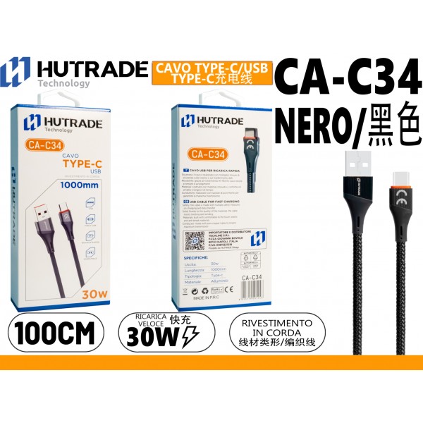 CA-C34 CAVO  TYPE-C 30W 1 METRO  HUTRADE