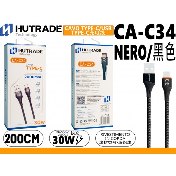 CA-C34 CAVO  TYPE-C  30W 2 METRO  HUTRADE