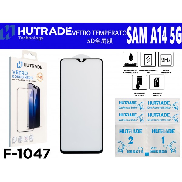 PELLICOLA DI VETRO 5D BORDO NERO A14 5G  HUTRADE