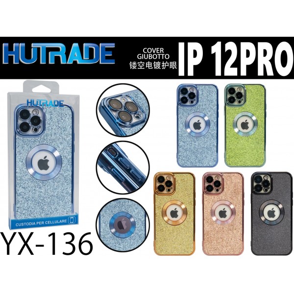 COVER BORDO CROMATO CON BRILLANTINI IP12 PRO  HUTRADE
