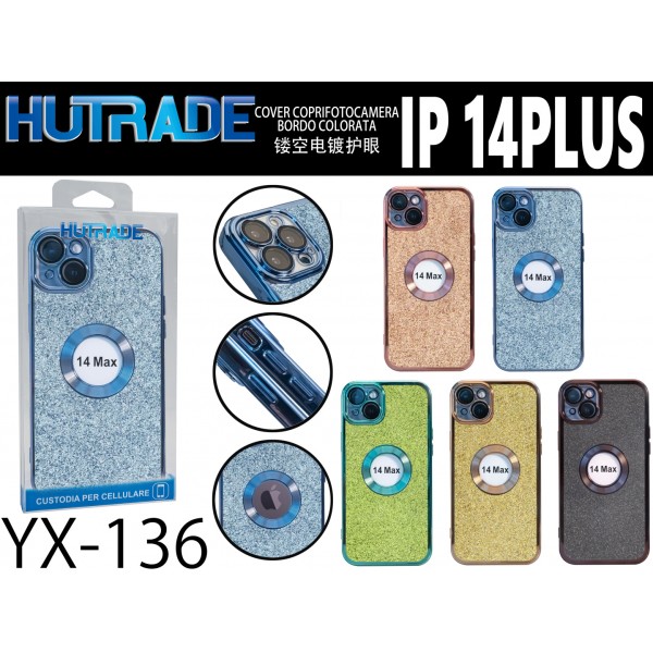 COVER BORDO CROMATO CON BRILLANTINI IP14 PLUS HUTRADE