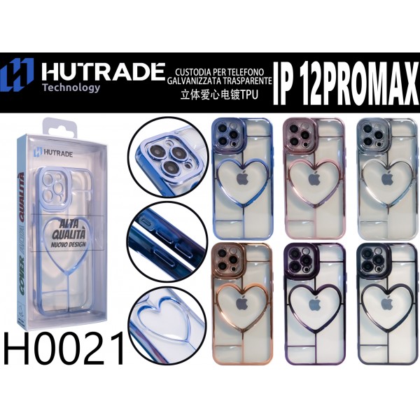 COVER BORDO CROMATO CON CUORICINO IP12 PRO MAX  HUTRADE