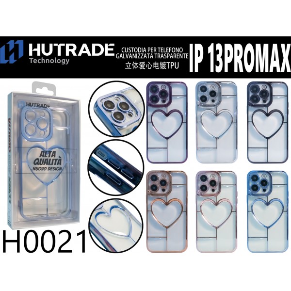 COVER BORDO CROMATO CON CUORICINO IP13 PRO MAX  HUTRADE