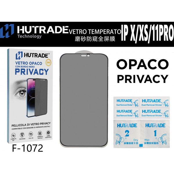 PELLICOLA DI VETRO OPACA PRIVACY IPX/XS/11 PRO  HUTRADE