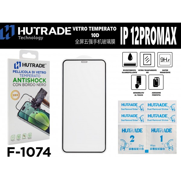 PELLICOLA DI VETRO 10D PROTEZIONE 5 IP  12 PRO MAX  HUTRADE