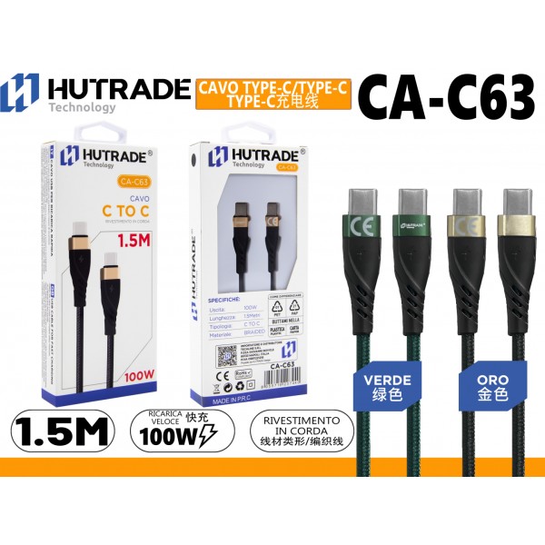 CA-C63  CAVO IN CORDA TYPE-C/TYPE-C  100W 1.5 METRO