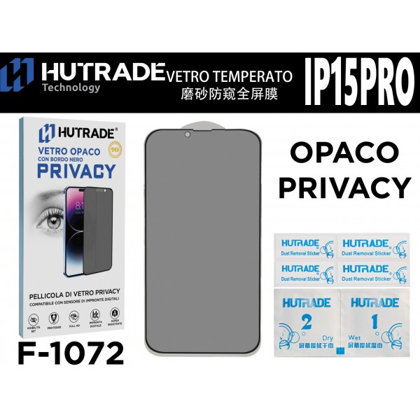 PELLICOLA DI VETRO OPACA PRIVACY IP15PRO HUTRADE