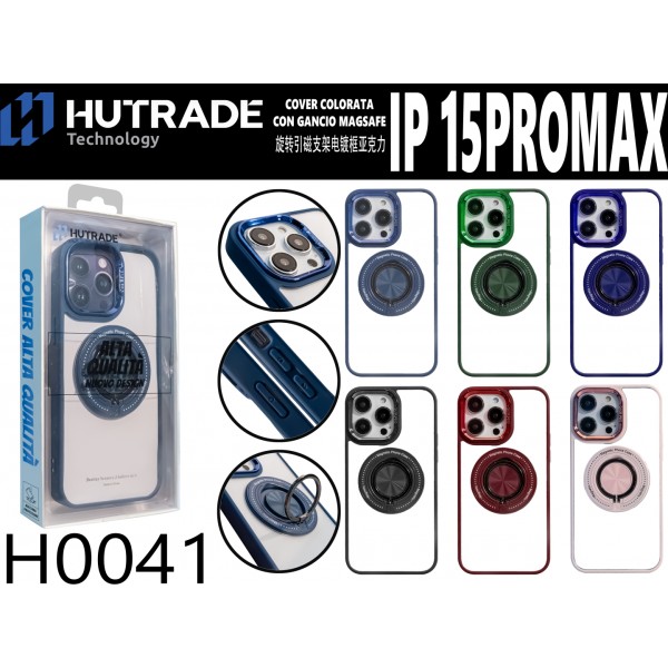 H0041 COVER BORDO COLORATO A MAGSAFE CON ANELLO IP15PROMAX