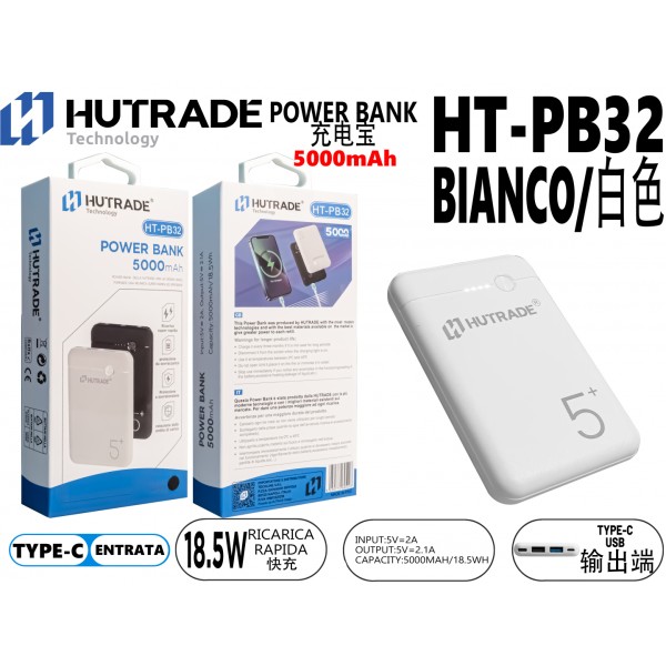 HT-PB32 POWER BANK 5000MAH BIANCO