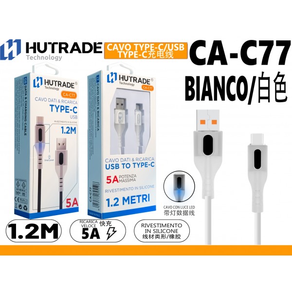 CA-C77 CAVO TYPE-C 1.2 METRO 5A BIANCO HUTRADE