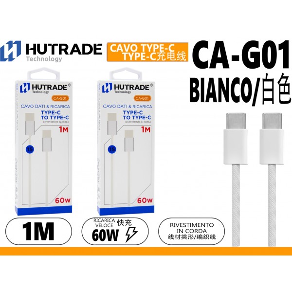 CA-G01 CAVO TYPE-C TO TYPE-C 1 METRO PER IPHONE 15 60W HUTRADE