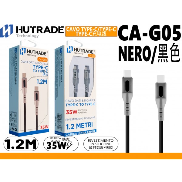 CA-G05 CAVO TYPE-C TO TYPE-C IPHONE 15 1.2 METRO 35W NERO HUTRADE