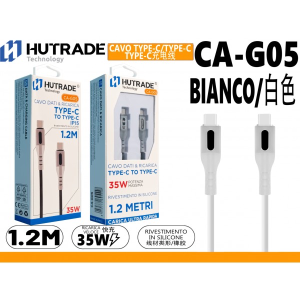 CA-G05 CAVO TYPE-C TO TYPE-C IPHONE 15 1.2 METRO 35W BIANCO HUTRADE