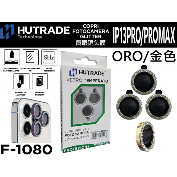 PELLICOLA DI VETRO PER FOTOCAMERA IP13 PRO/13 PRO MAX ORO HUTRADE