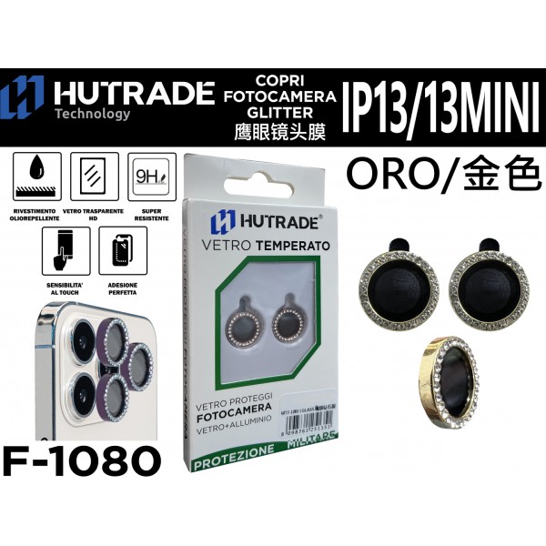 PELLICOLA DI VETRO PER FOTOCAMERA IP13/13 MINI  ORO HUTRADE
