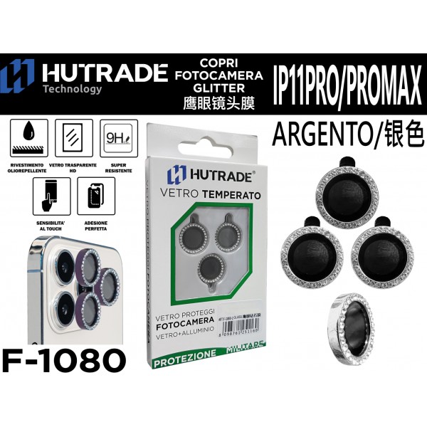 PELLICOLA DI VETRO PER FOTOCAMERA IP11  PRO/11 PRO MAX ARGENTO   HUTRADE