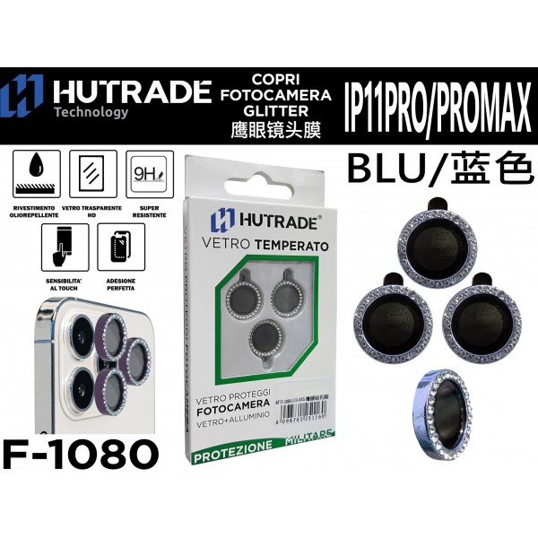 PELLICOLA DI VETRO PER FOTOCAMERA IP11  PRO/11 PRO MAX BLU   HUTRADE