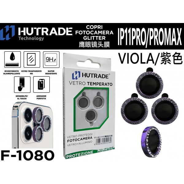 PELLICOLA DI VETRO PER FOTOCAMERA IP11  PRO/11 PRO MAX VIOLA   HUTRADE