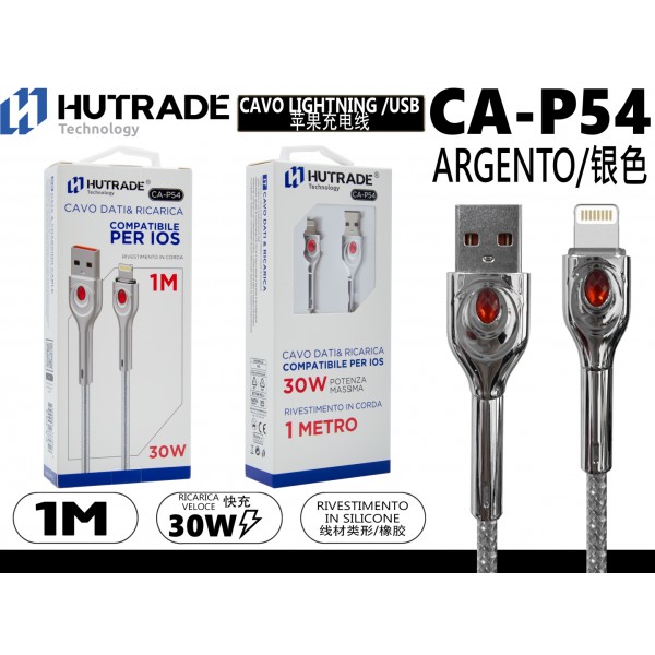 CA-P54 CAVO  LIGHTNING 1 METRO 30W ARGENTO  HUTRADE