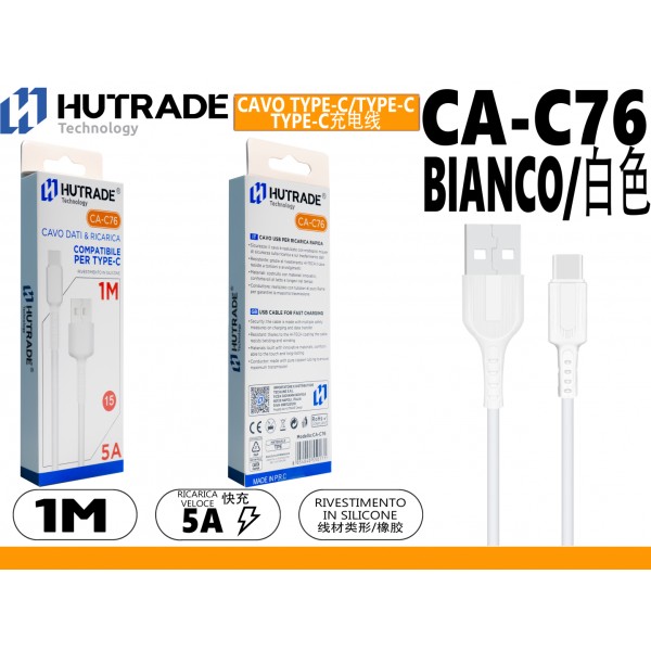 CA-C76 CAVO USB TYPE-C 1 METRO 5A