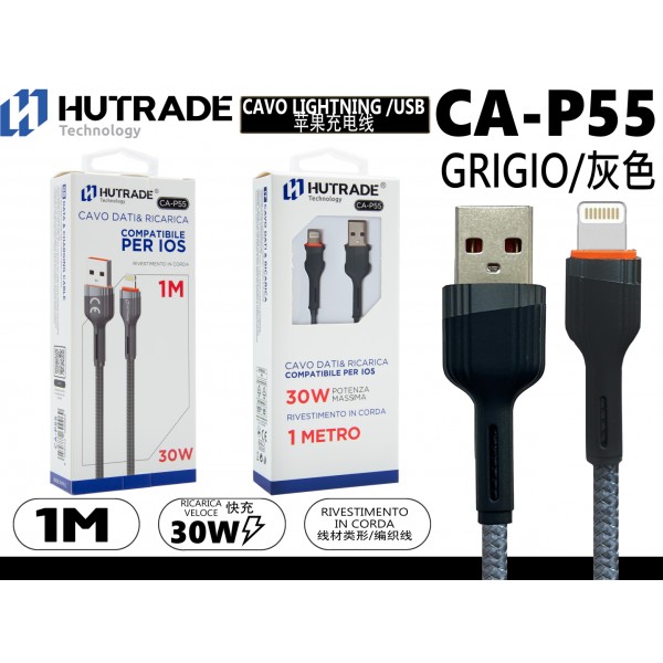 CA-P55 CAVO  LIGHTNING 1 METRO 30W GRIGIO HUTRADE