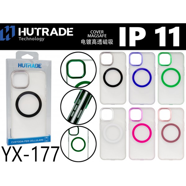 COVER TRASPARENTE MAGSAFE COLORATA IP11 HUTRADE