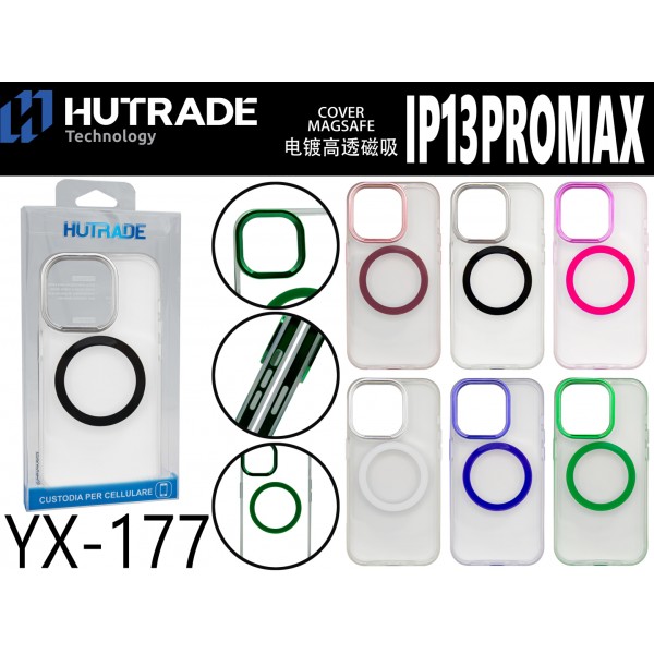COVER TRASPARENTE MAGSAFE COLORATA IP13 PRO MAX HUTRADE