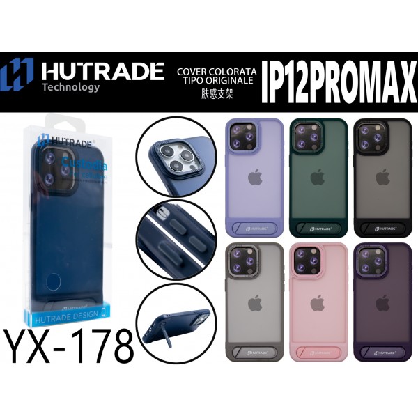 COVER COLORATA OPACA CON STAND IP12 PRO MAX HUTRADE