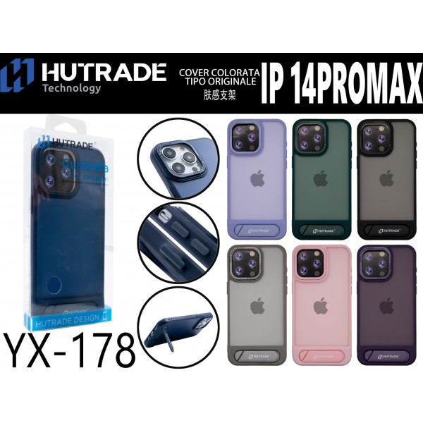 COVER COLORATA OPACA CON STAND IP14 PRO MAX HUTRADE