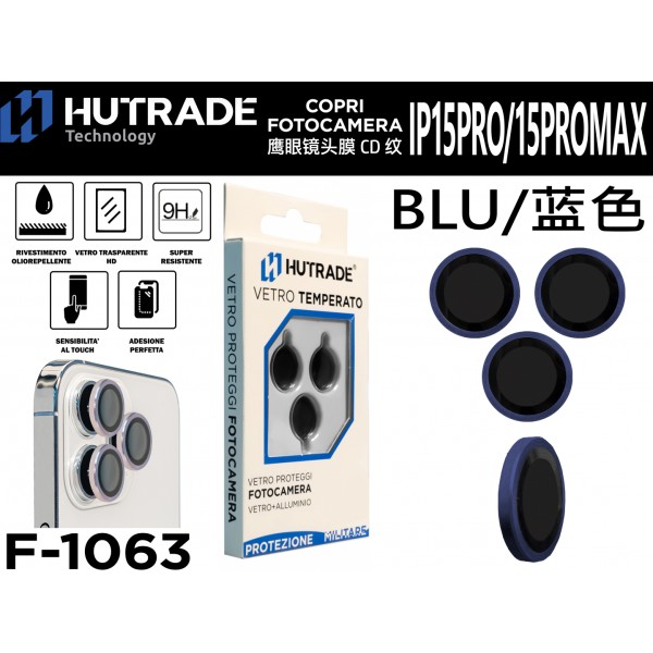 PELLICOLA DI VETRO PER FOTOCAMERA IP15PRO/15PROMAX BLU