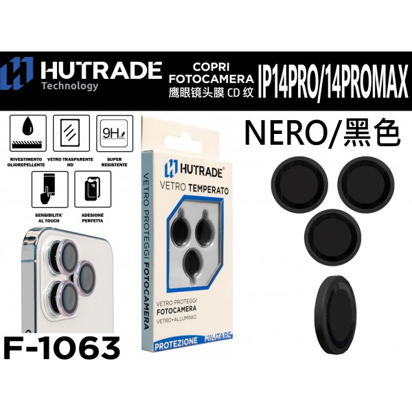 PELLICOLA DI VETRO PER FOTOCAMERA IP14PRO/14PROMAX NERO