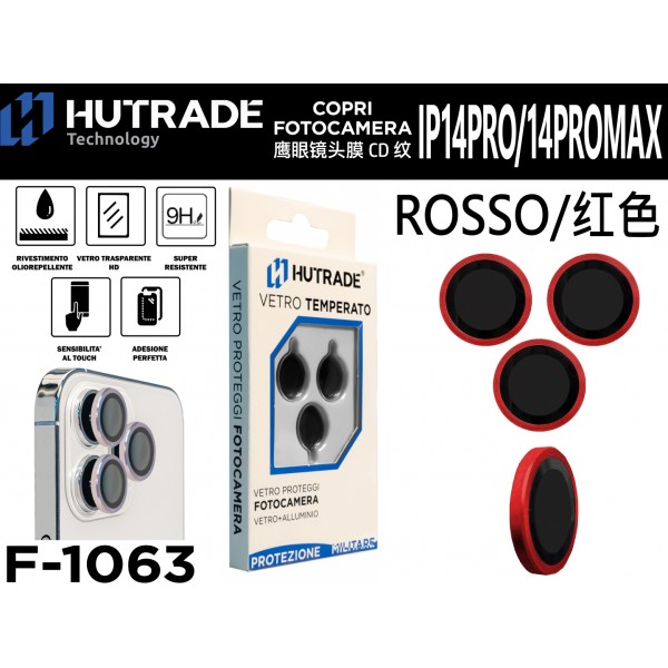 PELLICOLA DI VETRO PER FOTOCAMERA IP14PRO/14PROMAX ROSSO