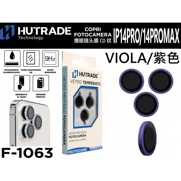 PELLICOLA DI VETRO PER FOTOCAMERA IP14PRO/14PROMAX VIOLA
