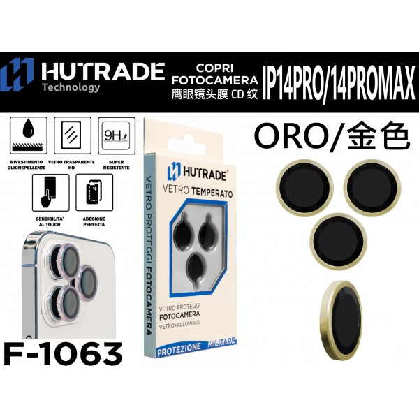 PELLICOLA DI VETRO PER FOTOCAMERA IP14PRO/14PROMAX ORO