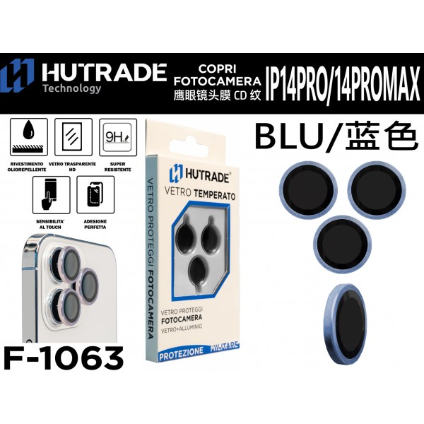 PELLICOLA DI VETRO PER FOTOCAMERA IP14PRO/14PROMAX BLU