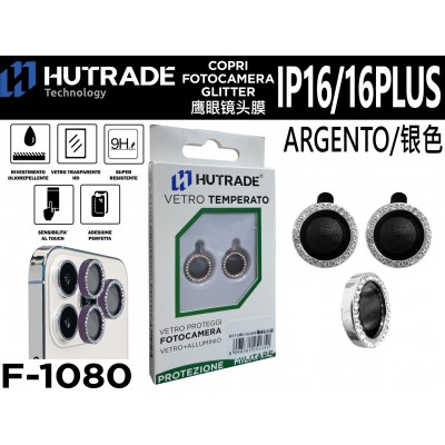 PELLICOLA DI VETRO PER FOTOCAMERA BRILLANTINATA IP16/16 PLUS ARGENTO HUTRADE PELLICOLA DI VETRO PER FOTOCAMERA BRILLANTINATA IP16/16 PLUS ARGENTO HUTRADE
