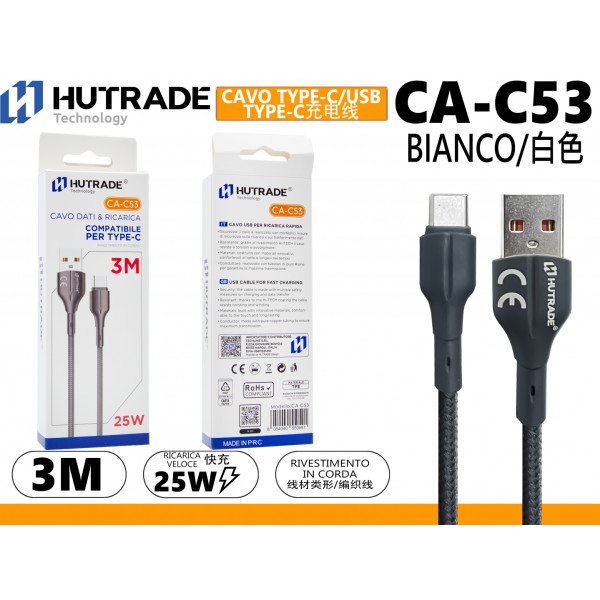 CA-C53 CAVO TYPE-C 3 METRI 25W HUTRADE
