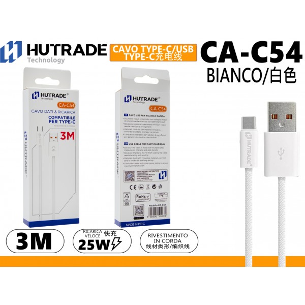 CA-C54 CAVO TYPE-C 3 METRI 25W HUTRADE
